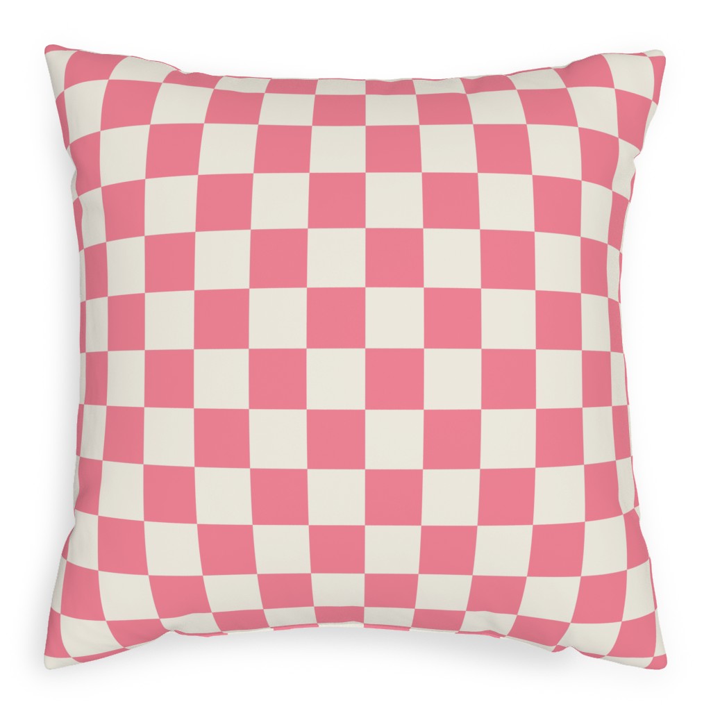 Checkered Pattern - Pink Pillow, Woven, White, 20x20, Double Sided, Pink