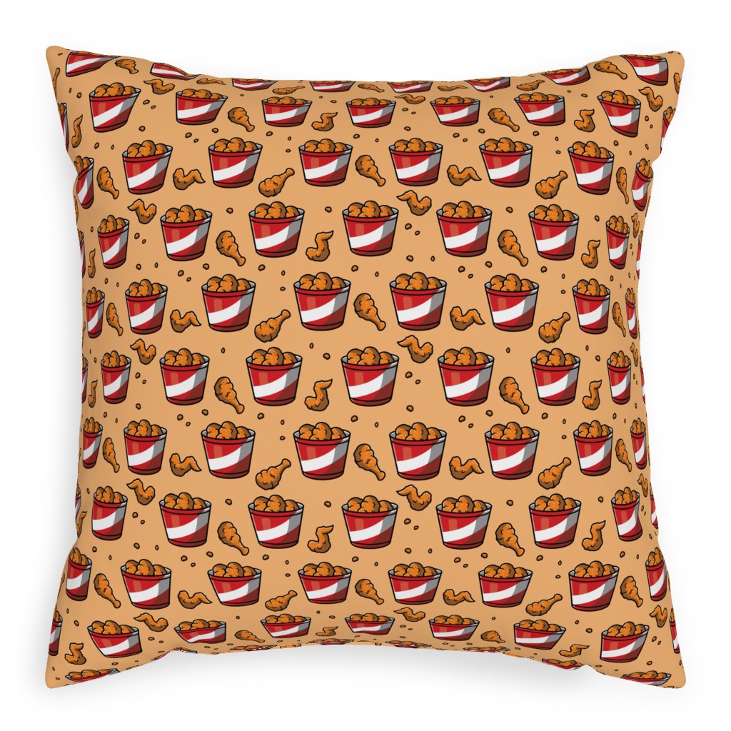 Fried Chicken Bucket Pillow, Woven, White, 20x20, Double Sided, Orange