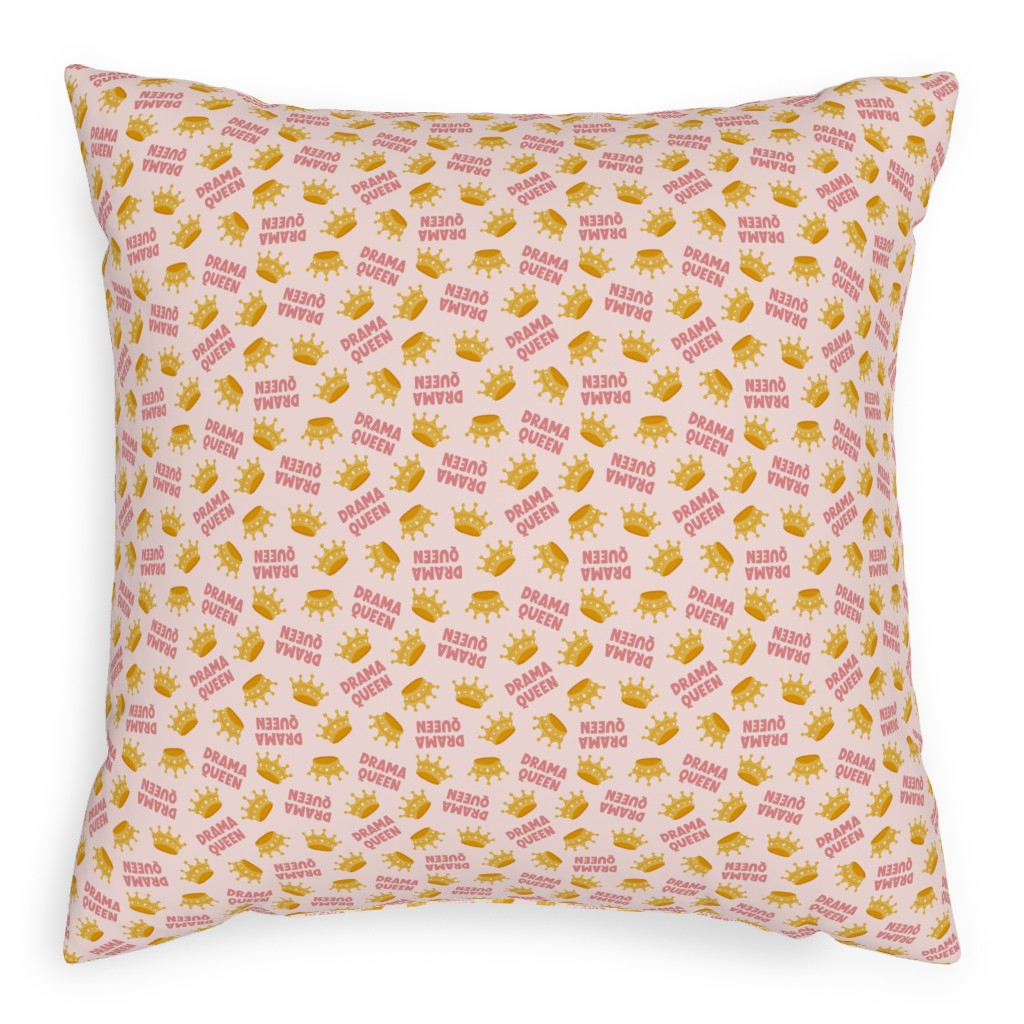 Drama Queen - Pink Pillow, Woven, White, 20x20, Double Sided, Pink, Bright Pink