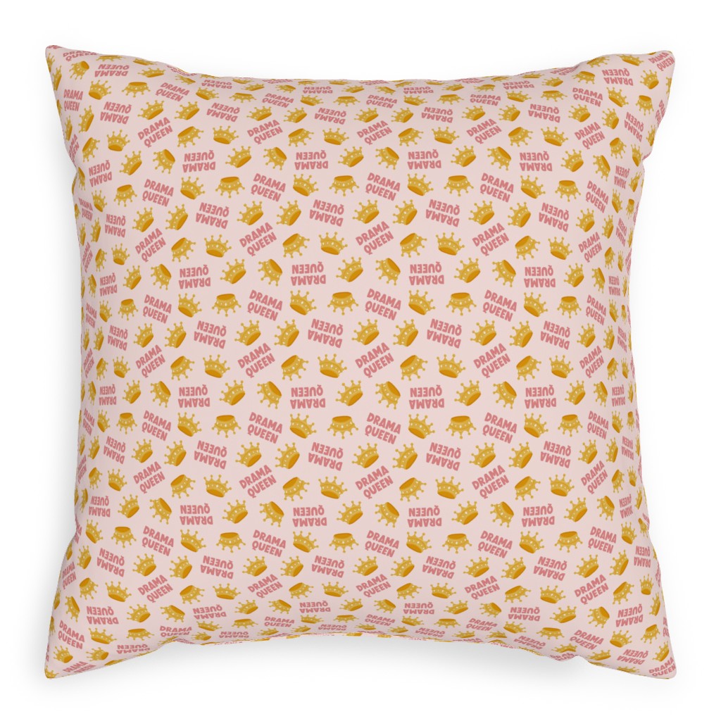 Drama Queen - Pink Pillow, Woven, White, 20x20, Double Sided, Pink