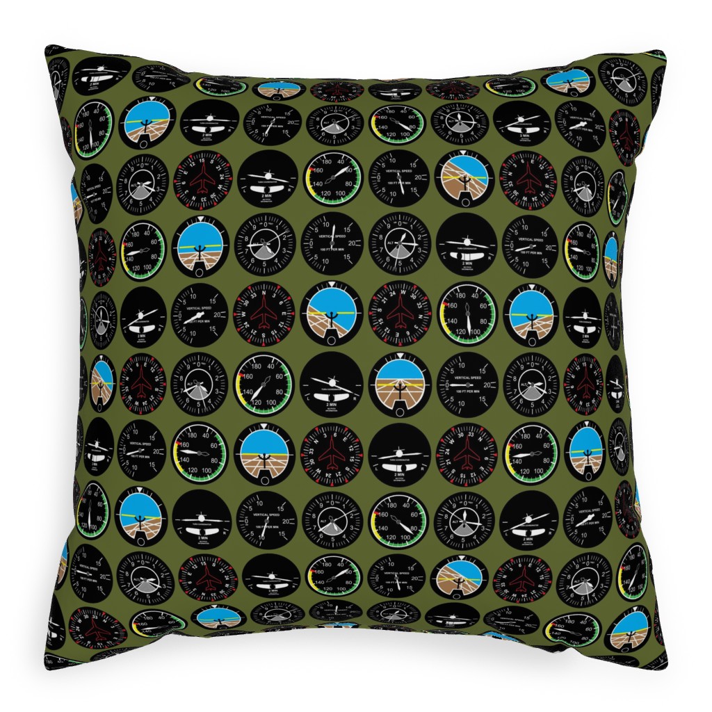Flight Deck Pillow, Woven, White, 20x20, Double Sided, Green, Evergreen