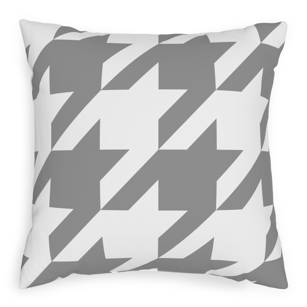 Modern Houndstooth Check - Grey and White Pillow, Woven, White, 20x20, Double Sided, Gray