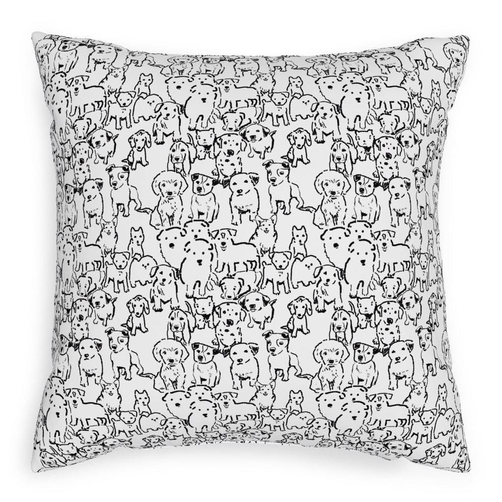 Puppies Pillow, Woven, White, 20x20, Double Sided, White