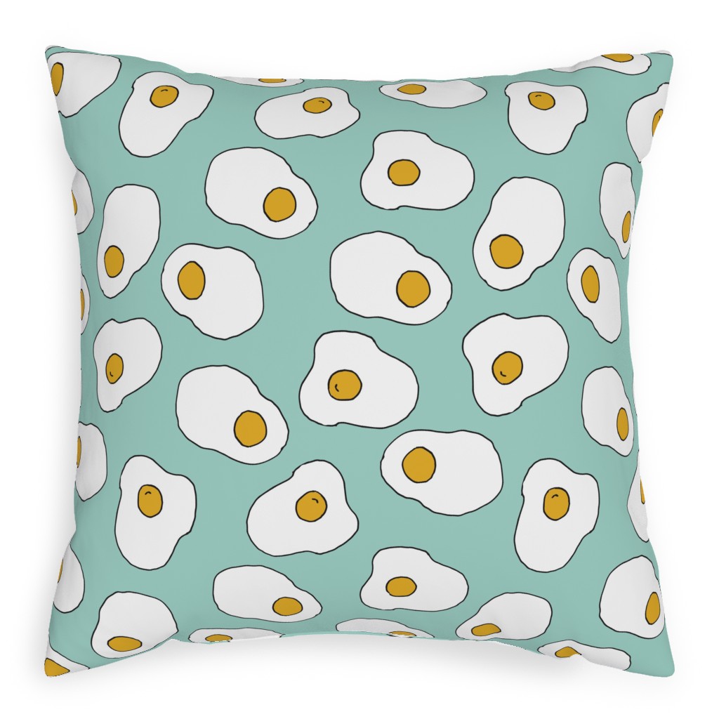 Eggs - Mint Green Pillow, Woven, White, 20x20, Double Sided, Green, Classic Green