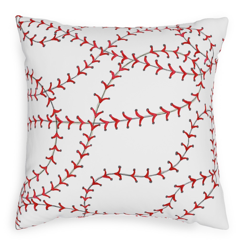 Baseball Seams Pillow, Woven, White, 20x20, Double Sided, White