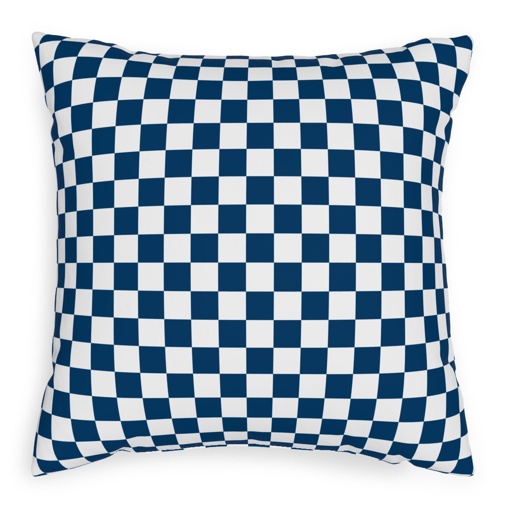 Wonderland Checkerboard - Lonely Angel Blue & White Pillow, Woven, White, 20x20, Double Sided, Blue