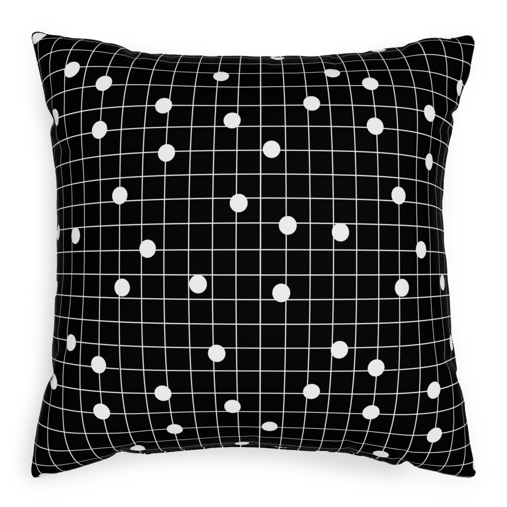 Dot Line - Black and White Pillow, Woven, White, 20x20, Double Sided, Black, Black