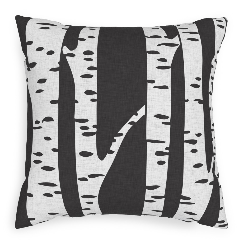 Birch - Black Pillow, Woven, White, 20x20, Double Sided, Gray, Gray