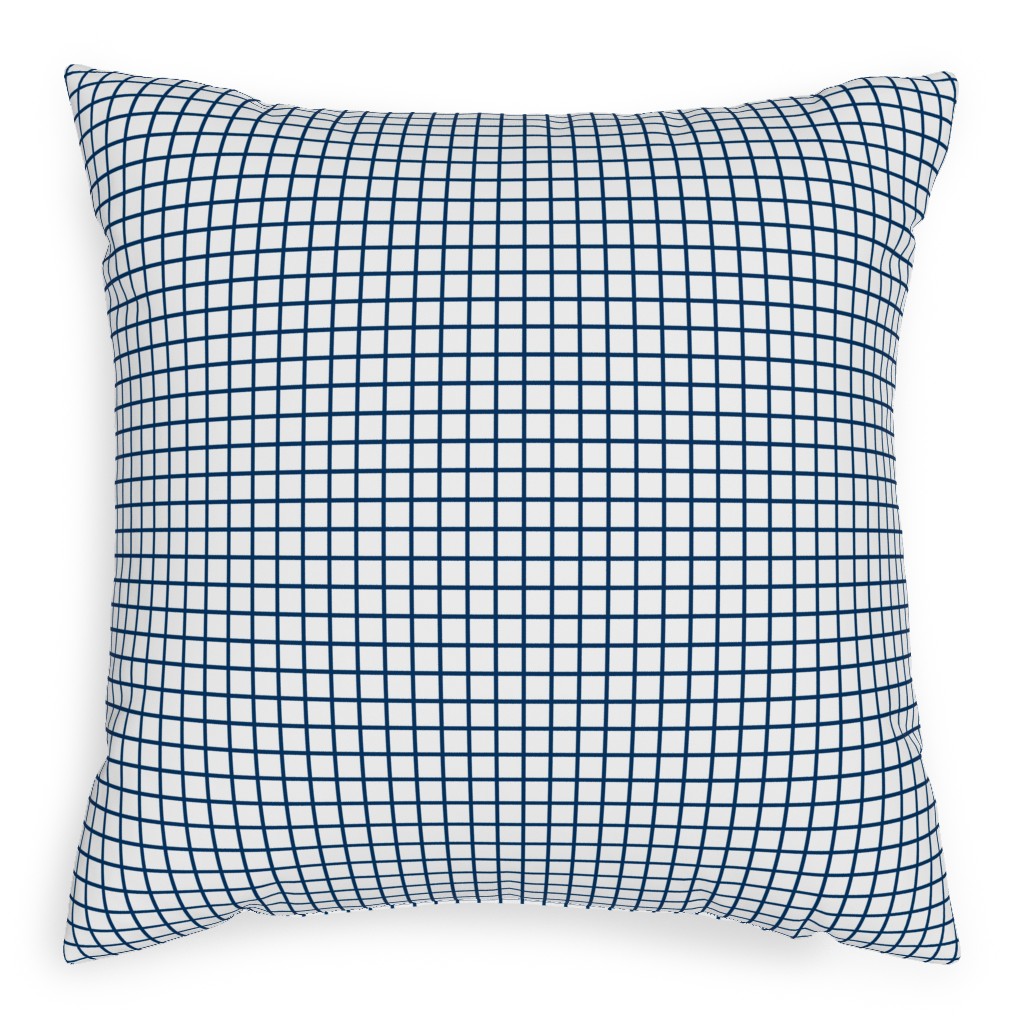 Grid - Navy and White Pillow, Woven, White, 20x20, Double Sided, Blue, True Blue