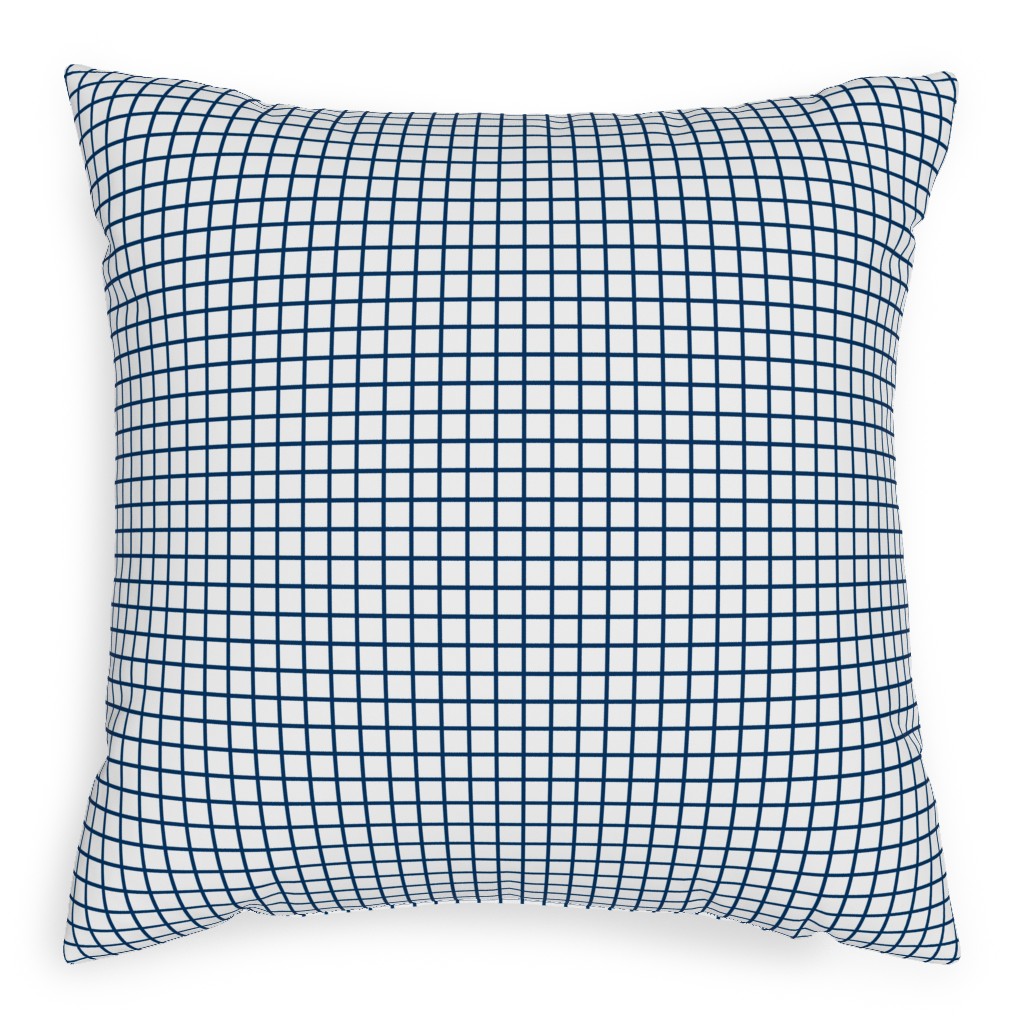 Grid - Navy and White Pillow, Woven, White, 20x20, Double Sided, Blue