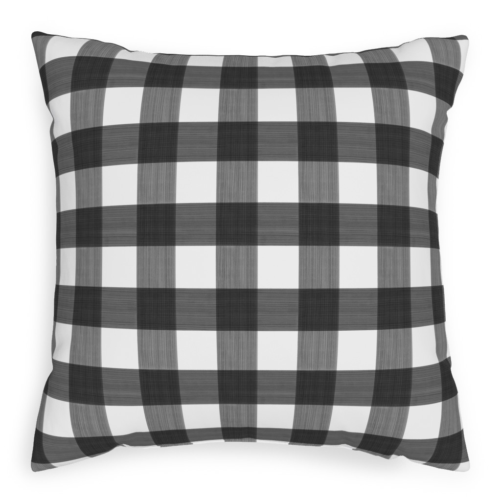 Cross Hatch Plaid Pillow, Woven, White, 20x20, Double Sided, Black