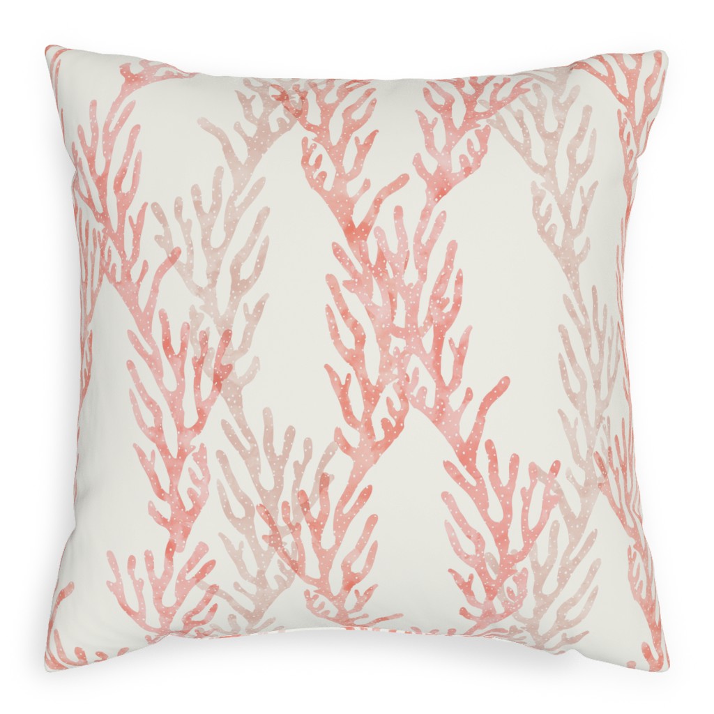 Coral Mermaid Pillow, Woven, White, 20x20, Double Sided, Pink, Pearl