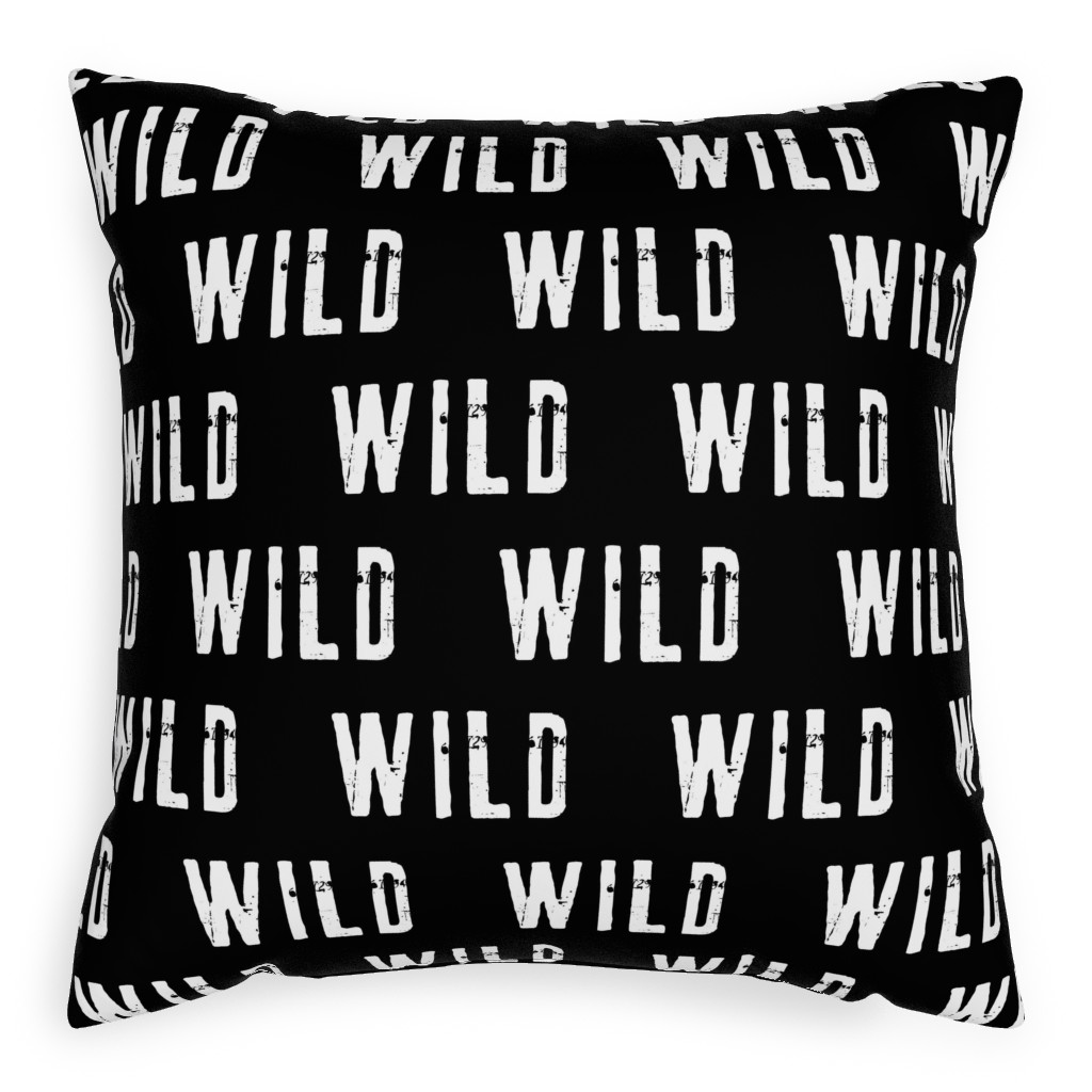 Wild - Black Pillow, Woven, White, 20x20, Double Sided, Black