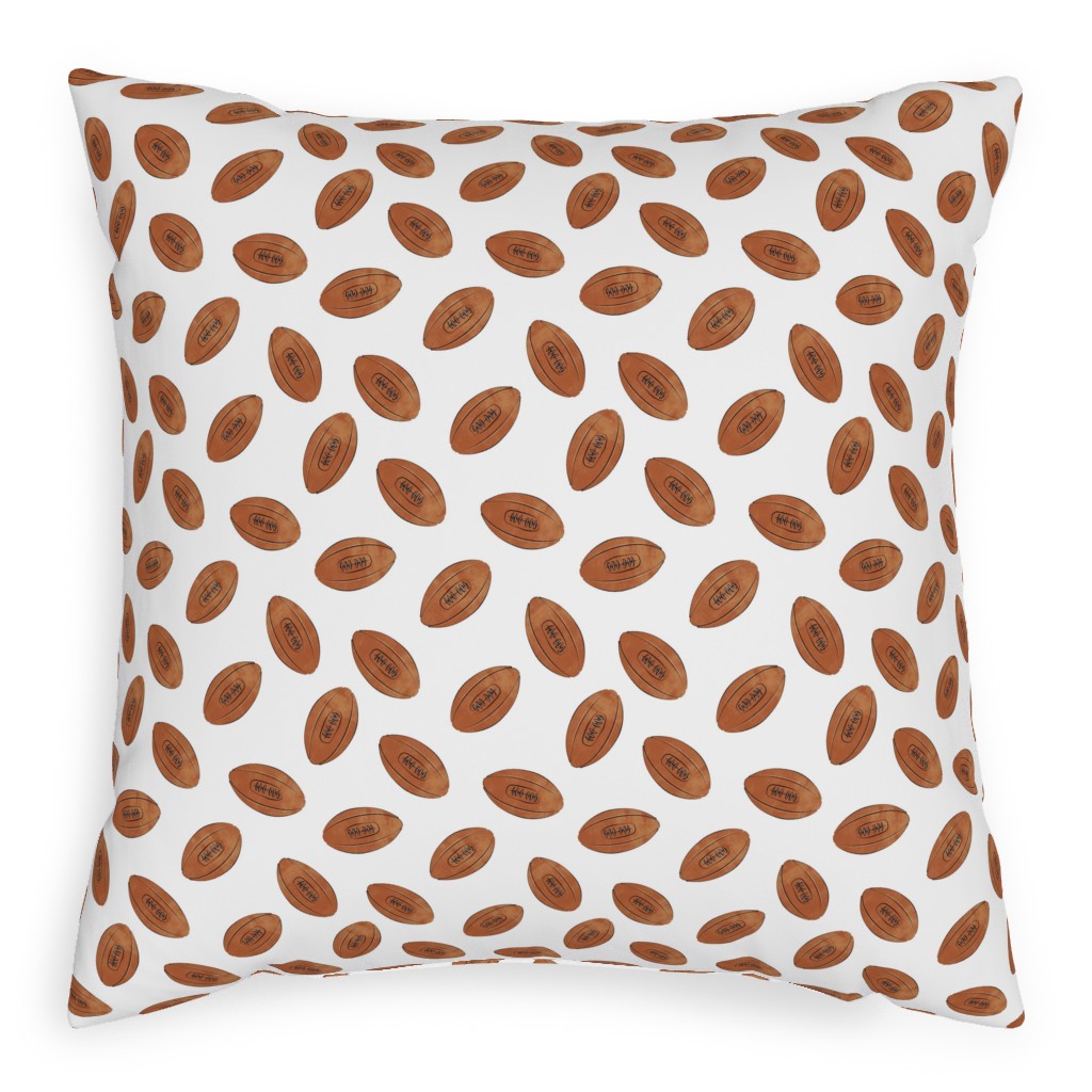 Vintage Football Pillow, Woven, White, 20x20, Double Sided, Brown
