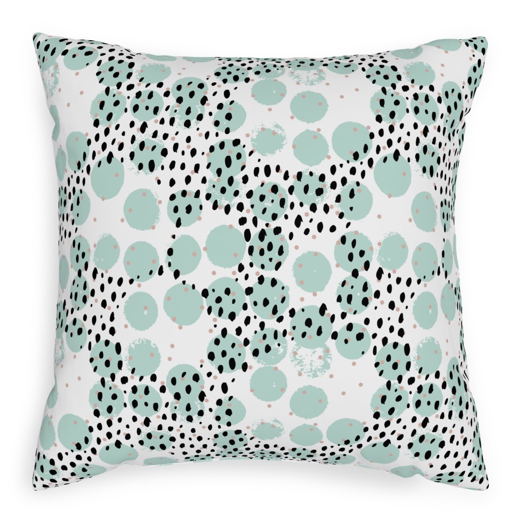 Abstract Rain - Green Pillow, Woven, White, 20x20, Double Sided, Green