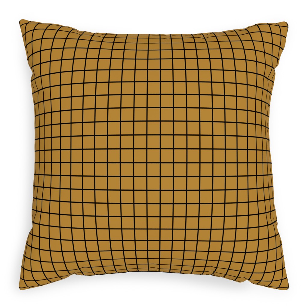 Square Grid Pillow, Woven, White, 20x20, Double Sided, Brown