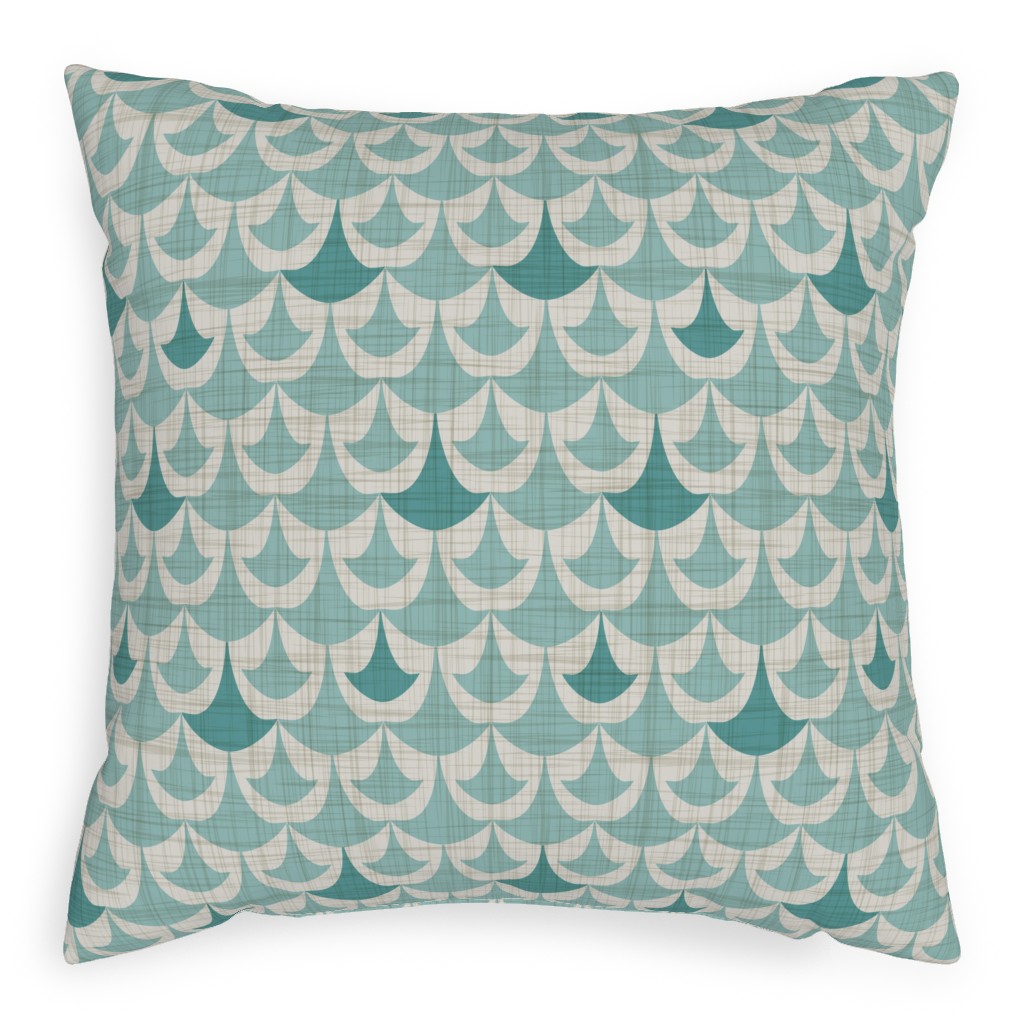 Rhapsody - Beige and Teal Pillow, Woven, White, 20x20, Double Sided, Green
