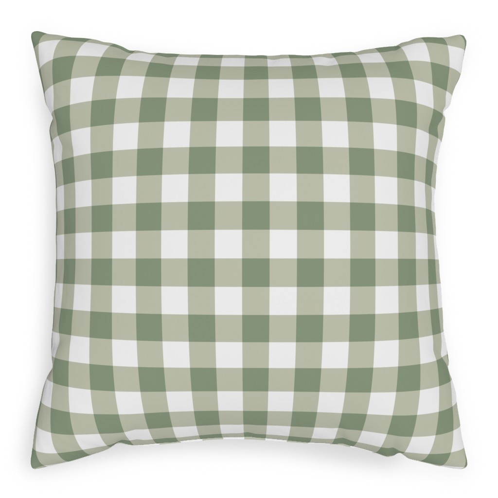 Plaid - Green Pillow, Woven, White, 20x20, Double Sided, Green
