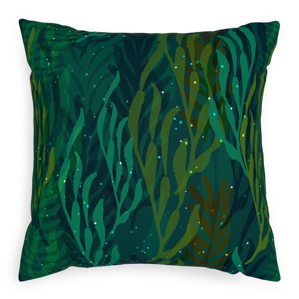 Underwater Forest - Emerald Pillow, Woven, White, 20x20, Double Sided, Green