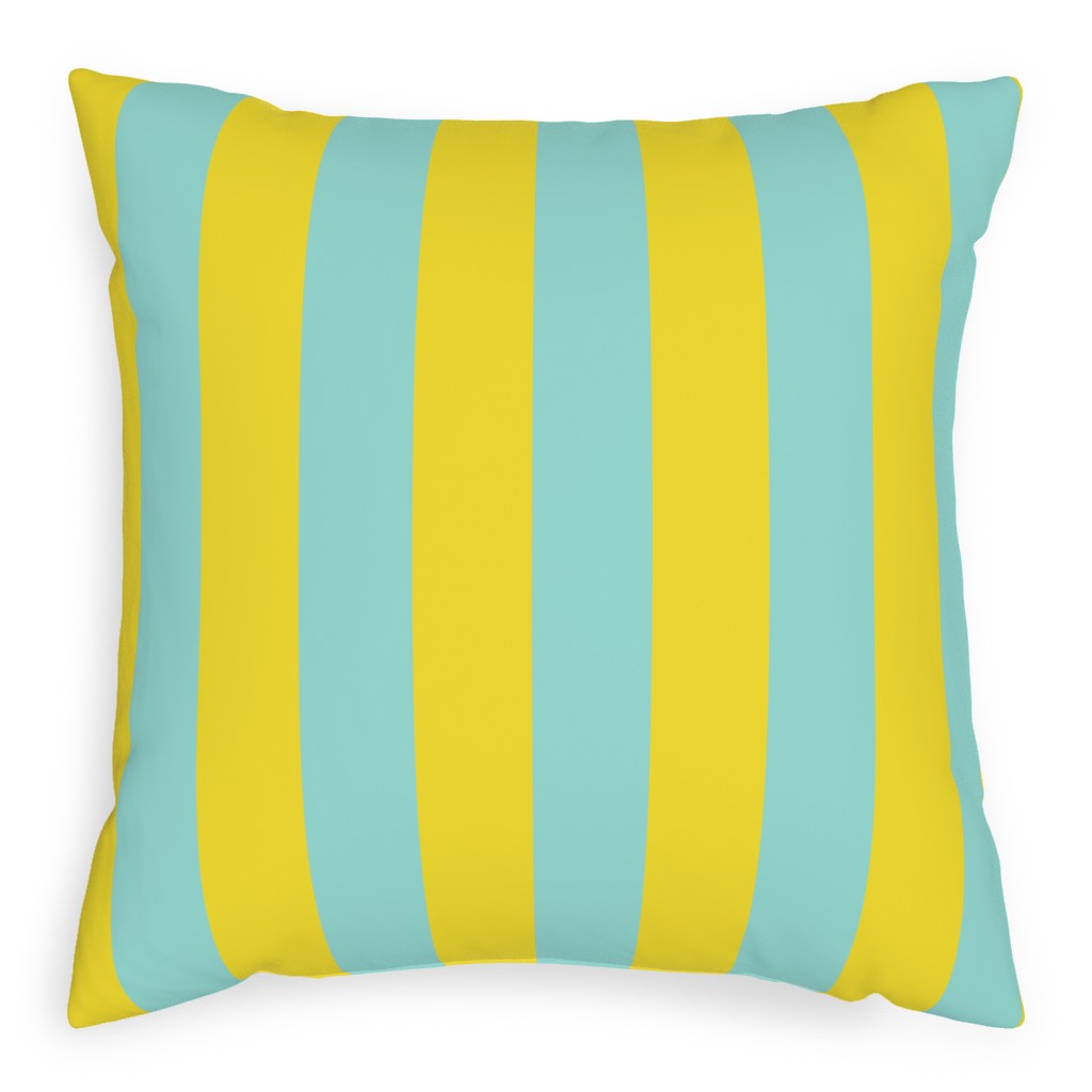 Vertical Stripes Pillow, Woven, White, 20x20, Double Sided, Blue