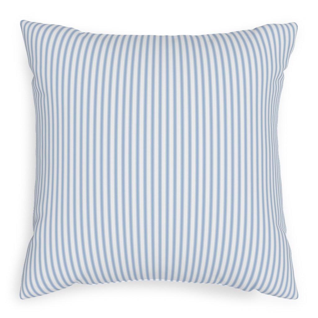 Cedar Lake Cottage Ticking Stripe - Blue Pillow, Woven, White, 20x20, Double Sided, Blue