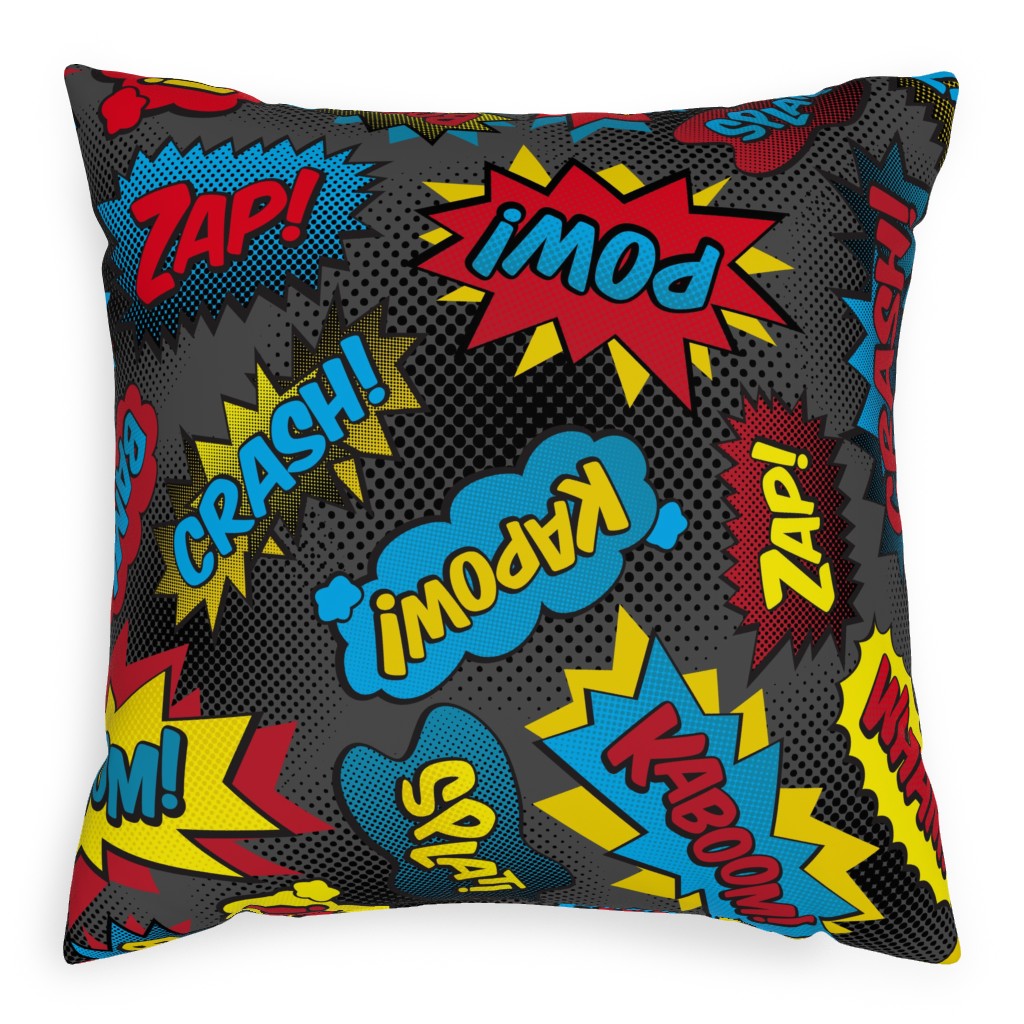 Super Words! - Multi Pillow, Woven, White, 20x20, Double Sided, Multicolor