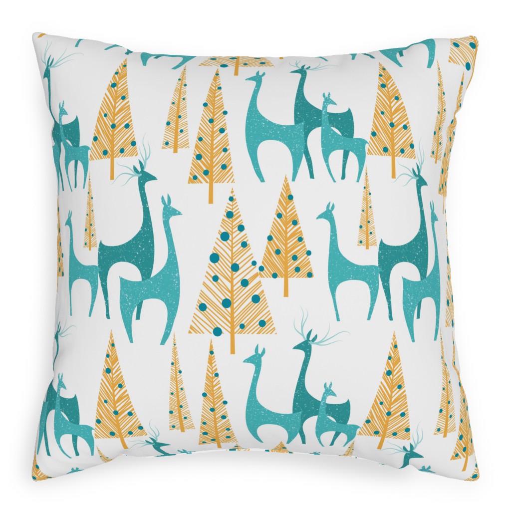 Christmas Morning Deer Pillow, Woven, White, 20x20, Double Sided, Multicolor