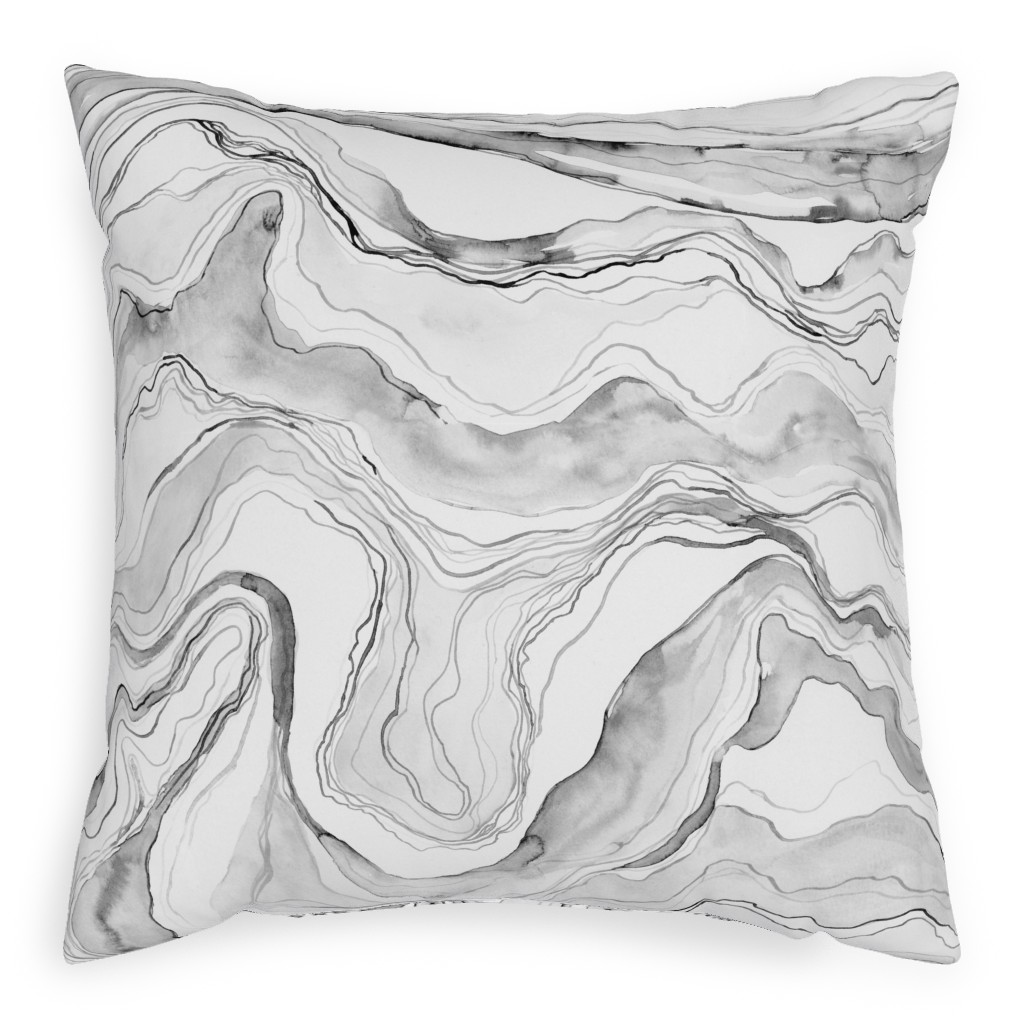 Watercolor Marble Pillow, Woven, White, 20x20, Double Sided, Gray