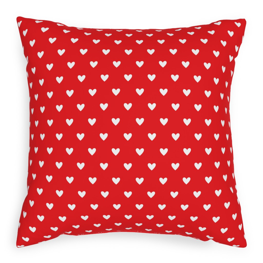 Love Hearts - Red Pillow, Woven, White, 20x20, Double Sided, Red