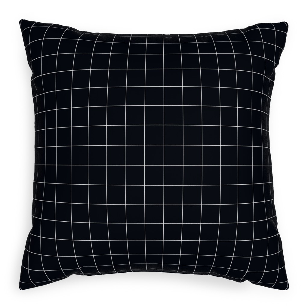 Grid - Black Ad White Pillow, Woven, White, 20x20, Double Sided, Black