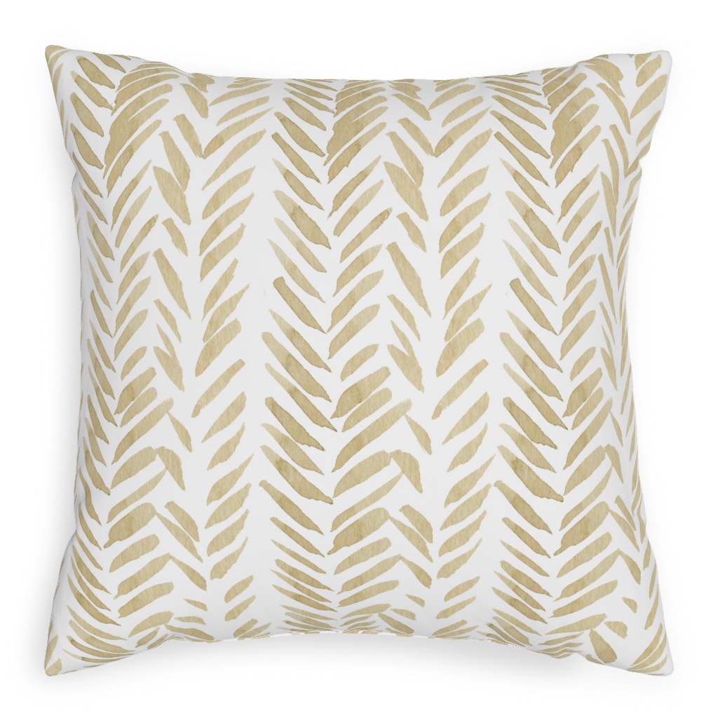 Leaf - Gold Pillow, Woven, White, 20x20, Double Sided, Yellow