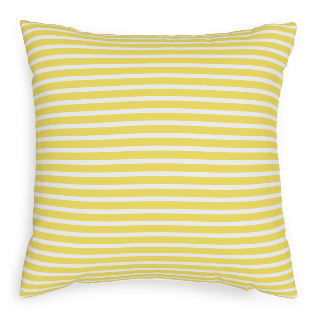 Wonky Stripe - Sunny Pillow, Woven, White, 20x20, Double Sided, Yellow