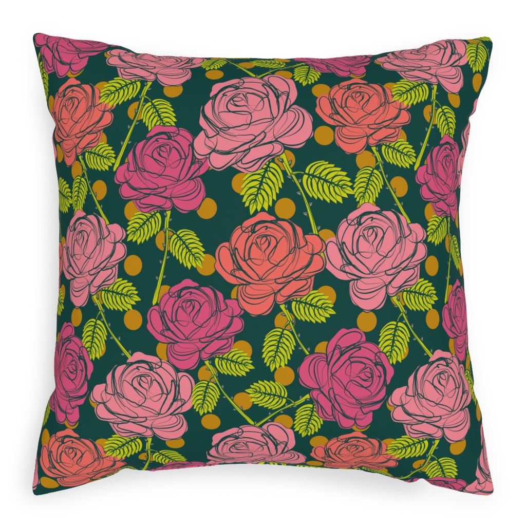 Roses - Shades of Pink Pillow, Woven, White, 20x20, Double Sided, Pink