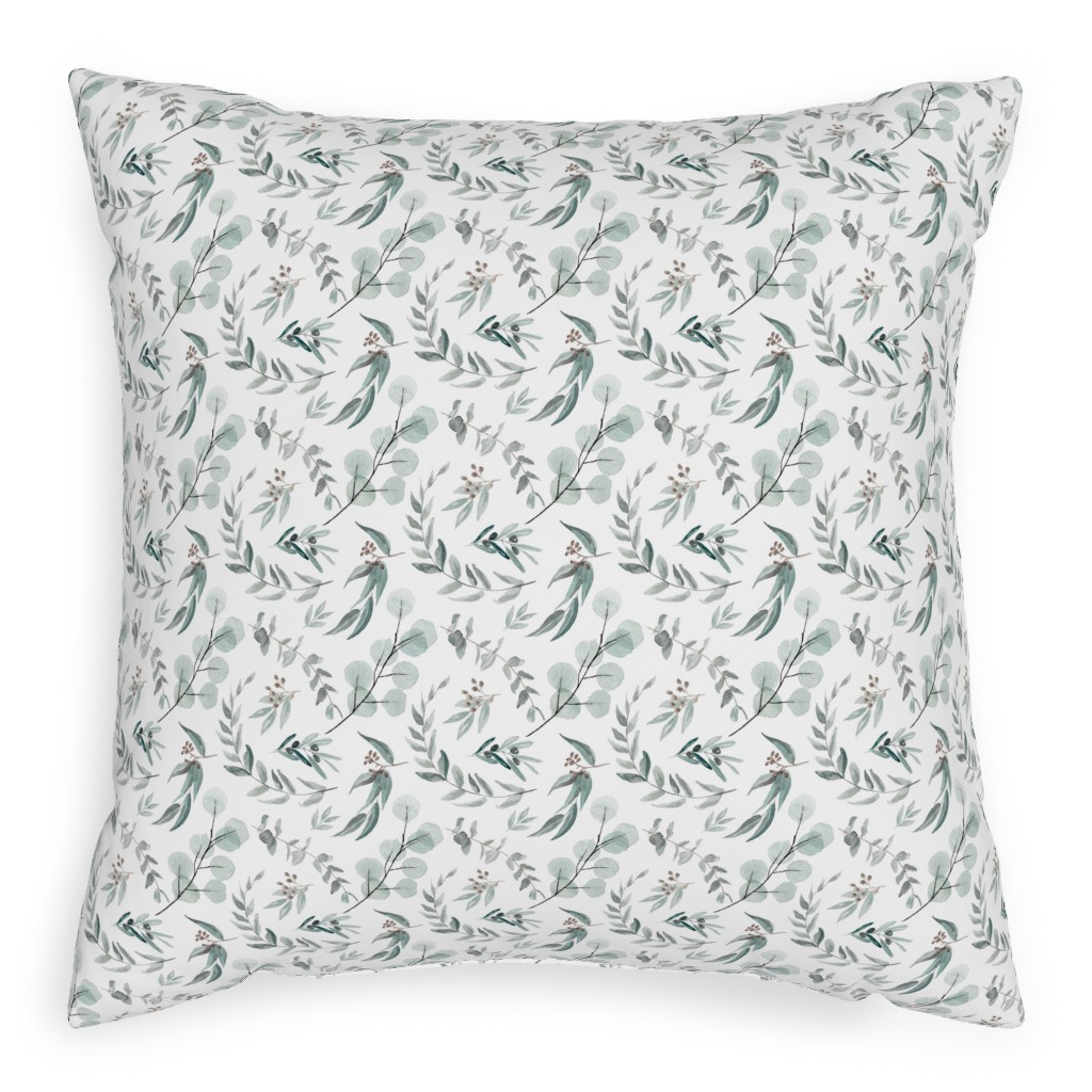 Eucalyptus Leaves - Australiana Botanical Pillow, Woven, White, 20x20, Double Sided, Green, Classic Green
