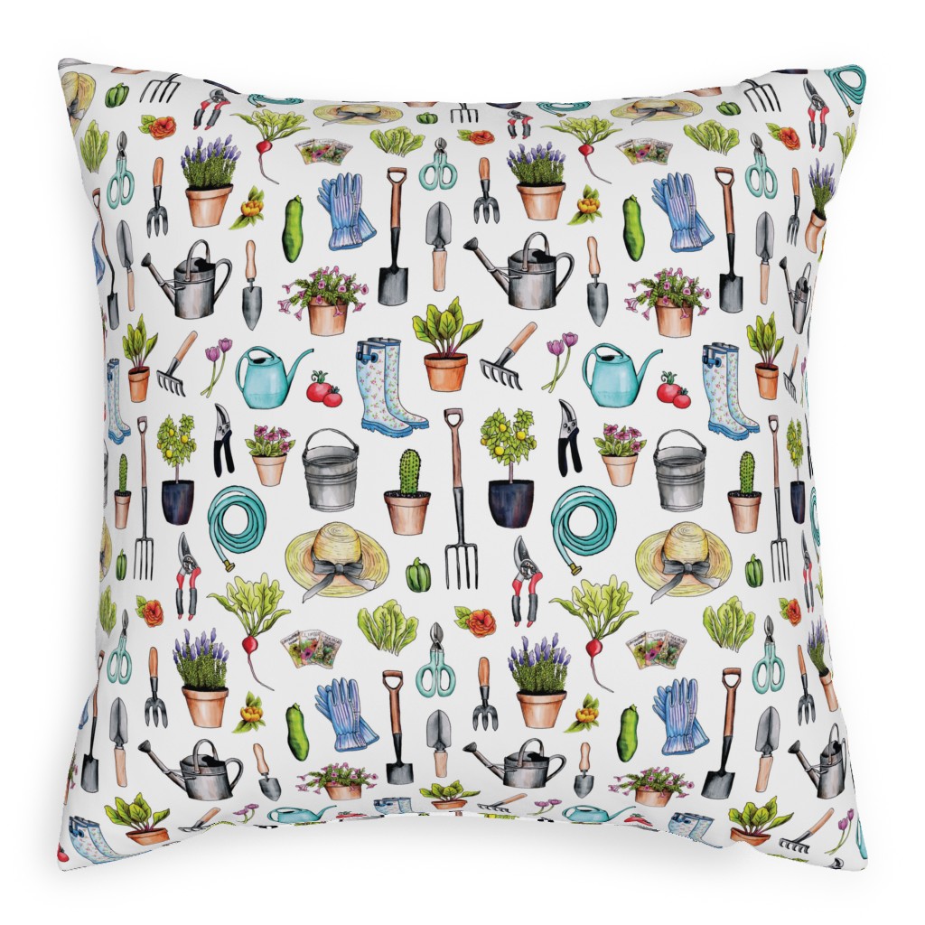 Garden Gear - Multicolor Pillow, Woven, White, 20x20, Double Sided, Multicolor