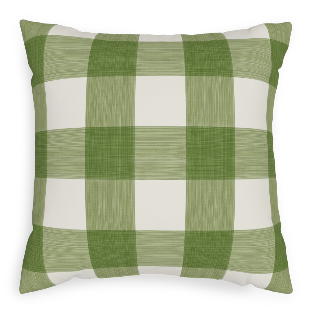 Buffalo Check Pillow, Woven, White, 20x20, Double Sided, Green