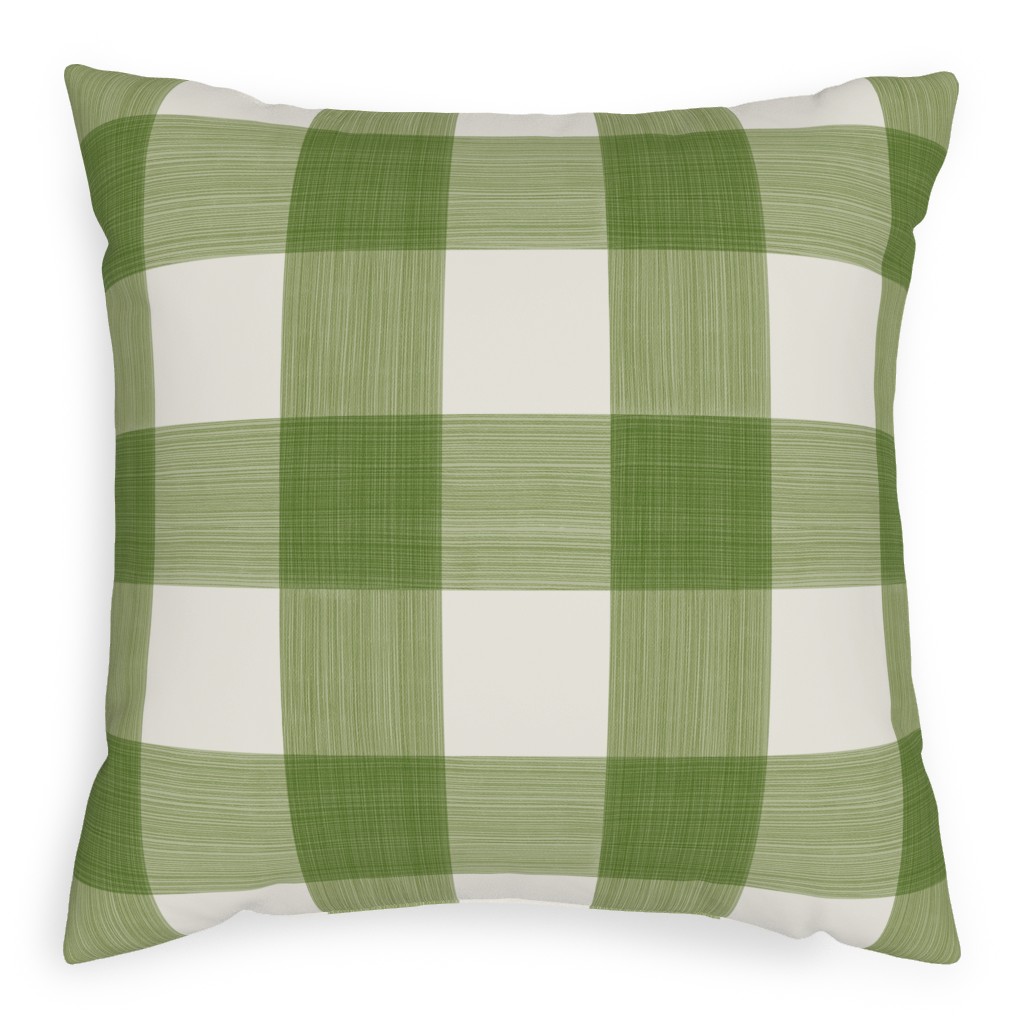 Buffalo Check Pillow, Woven, White, 20x20, Double Sided, Green, Classic Green
