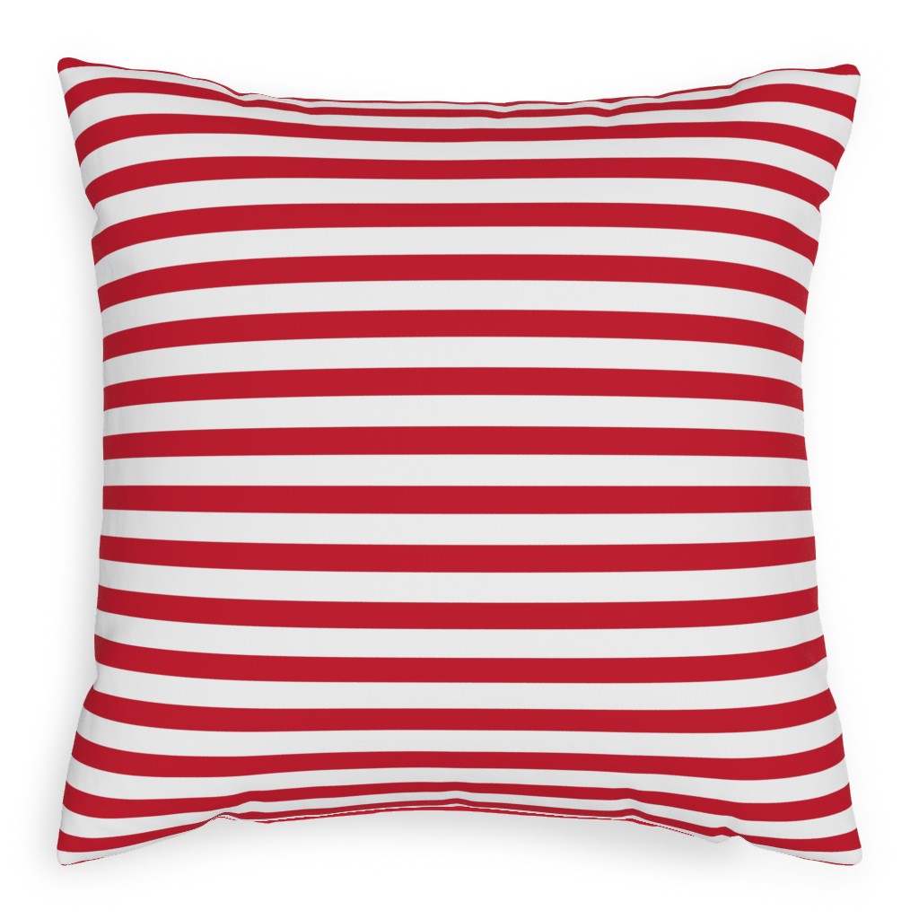 Stripes - Red and White Pillow, Woven, White, 20x20, Double Sided, Red
