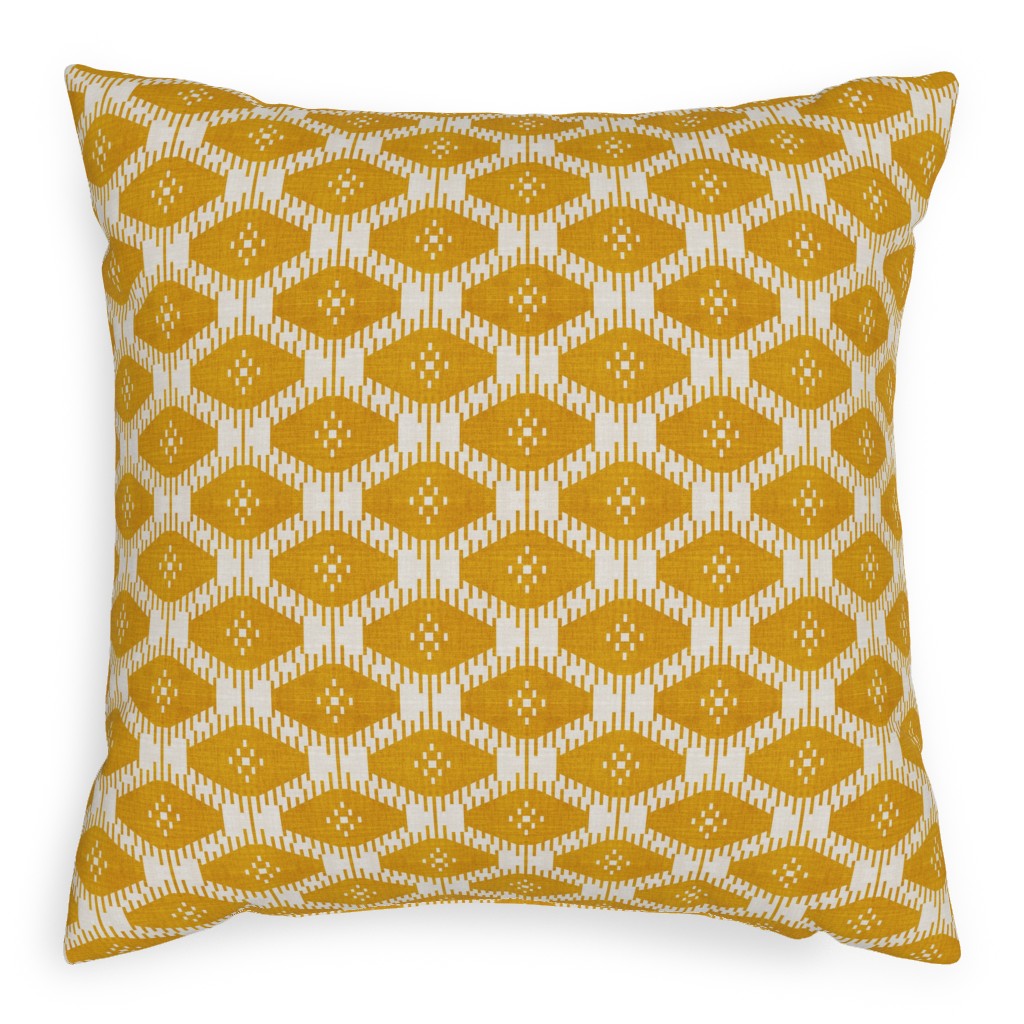 Stella Ikat - Yellow Pillow, Woven, White, 20x20, Double Sided, Yellow
