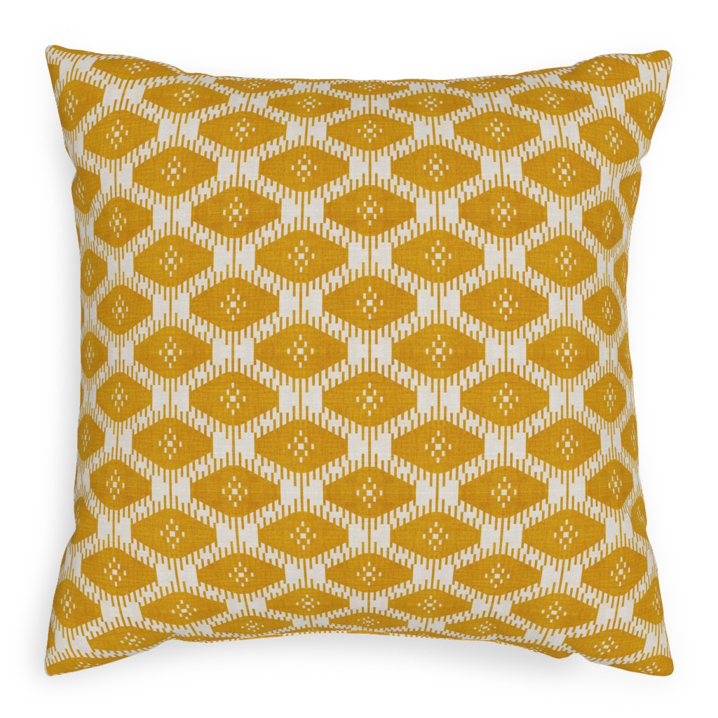 Stella Ikat - Yellow Pillow, Woven, White, 20x20, Double Sided, Yellow, Classic Yellow