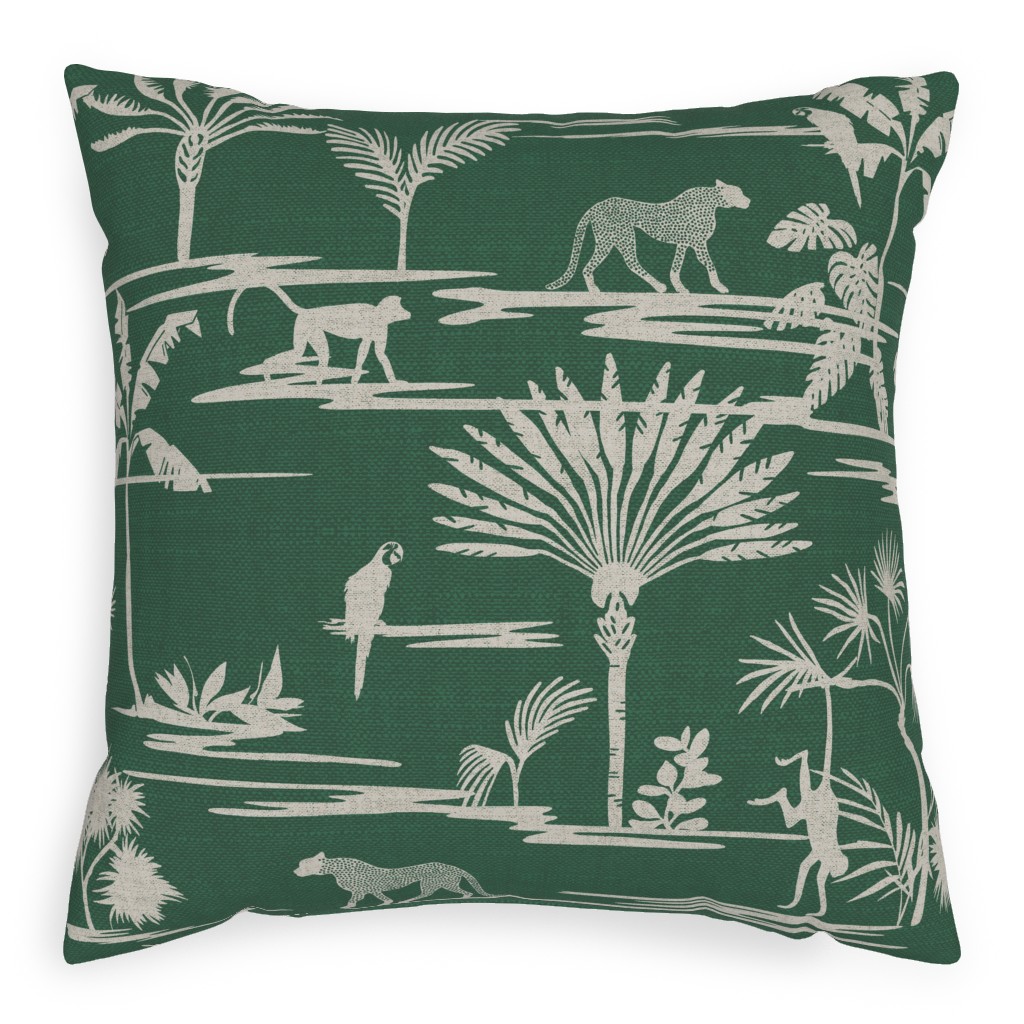 Jungle Thrive - Green Pillow, Woven, White, 20x20, Double Sided, Green, Classic Green