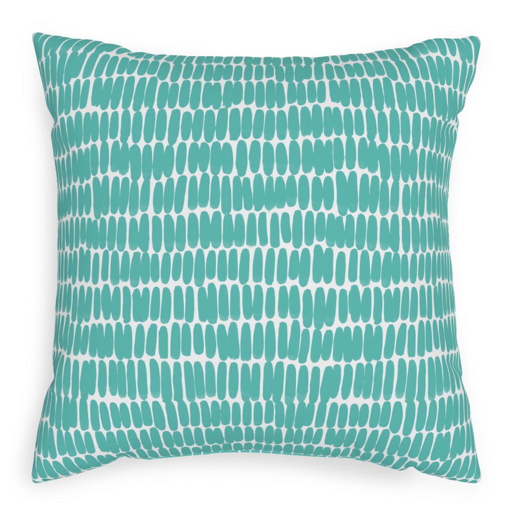 Hatches Pillow, Woven, White, 20x20, Double Sided, Green, Sea