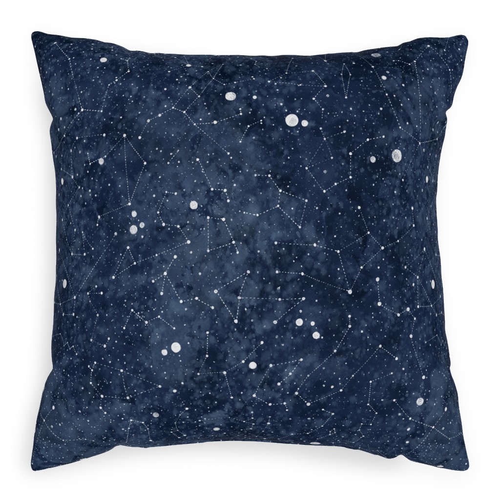 Star Constellations - Blue Pillow, Woven, White, 20x20, Double Sided, Blue