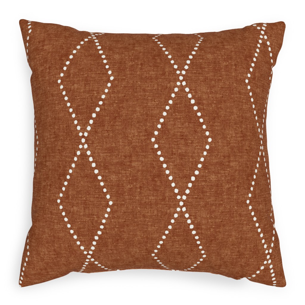 Geometric Diamond - Ginger Pillow, Woven, White, 20x20, Double Sided, Brown