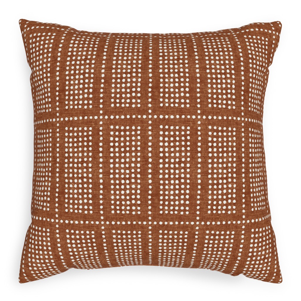 Dotty Boho Geometric - Ginger Pillow, Woven, White, 20x20, Double Sided, Orange