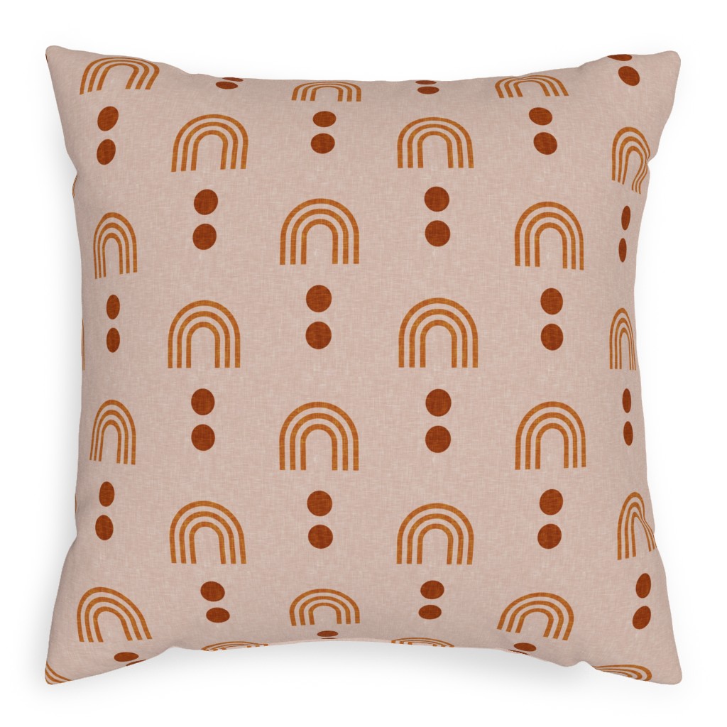 Aria Geometric Rainbow Pillow, Woven, White, 20x20, Double Sided, Pink