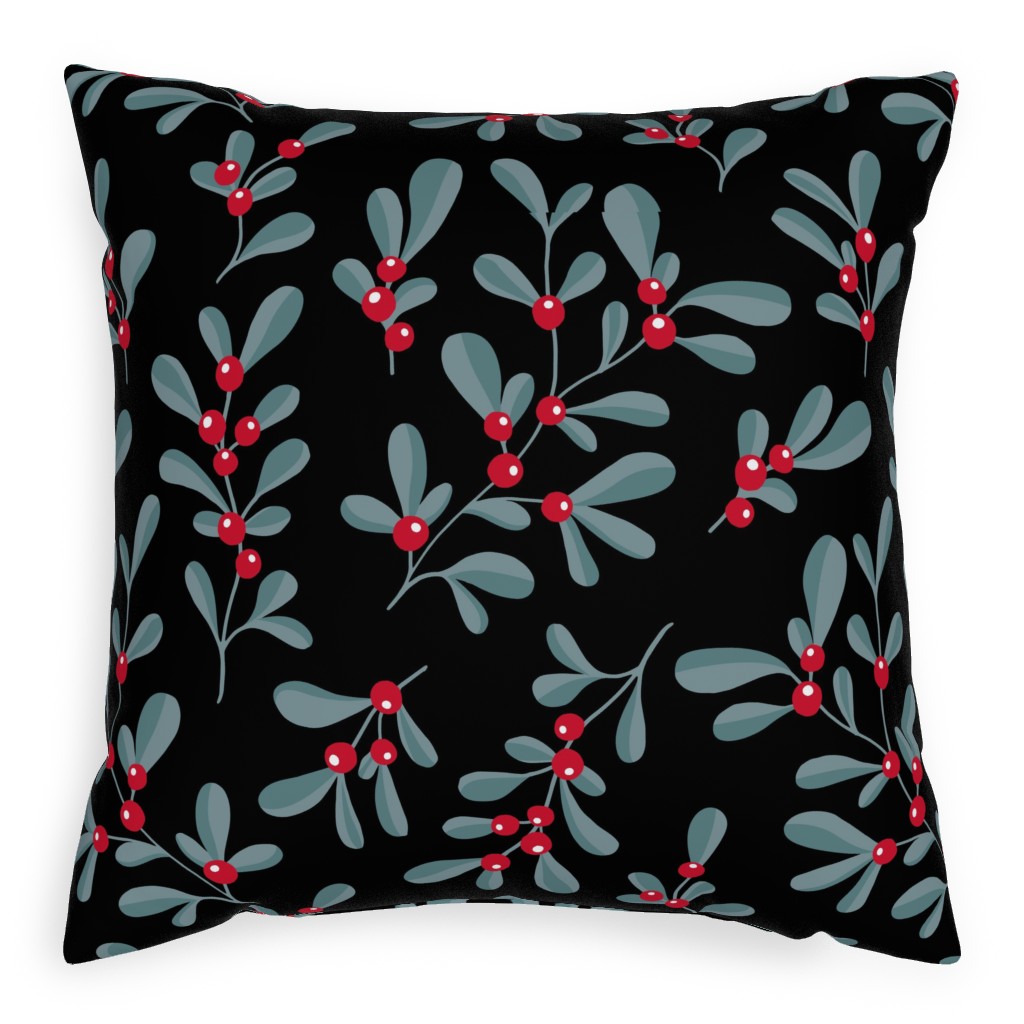 Little Mistletoe Garden Botanicals - Dark Pillow, Woven, White, 20x20, Double Sided, Multicolor