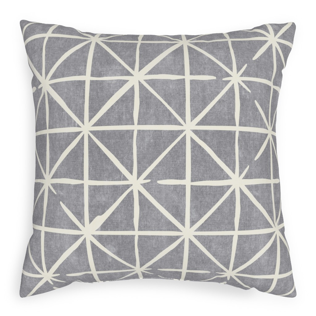 Geometric Triangles - Distressed - Grey Pillow, Woven, White, 20x20, Double Sided, Gray