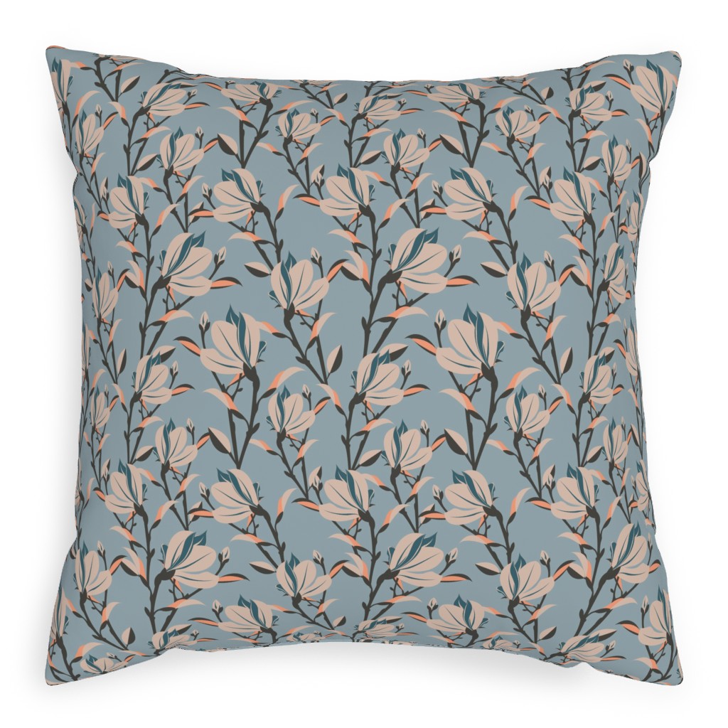 Magnolia -Dusty Blue Pillow, Woven, White, 20x20, Double Sided, Blue