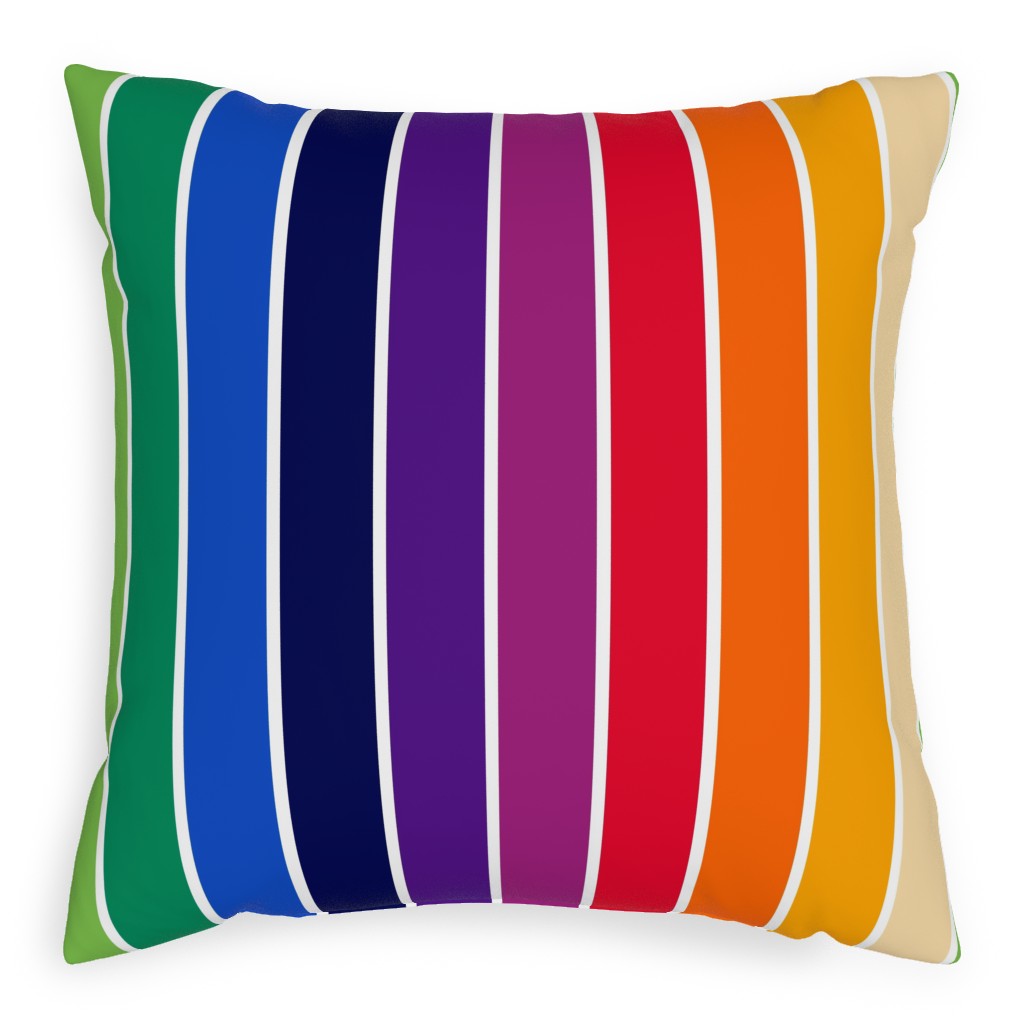 70s Stripe - Multi Pillow, Woven, White, 20x20, Double Sided, Multicolor
